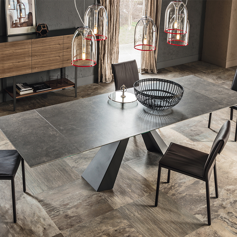Mesa de comedor de piedra minimalista italiana Mesa de comedor rectangular Juego de 6 plazas
