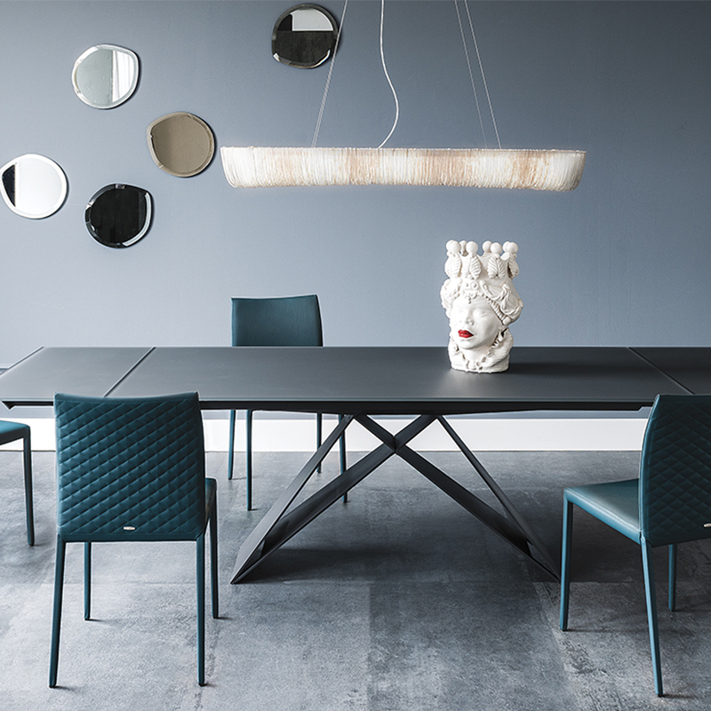 Diseños modernos italianos 8 Personas Cerámica de piedra sinterizada Juego de mesa de comedor rectangular 6 plazas