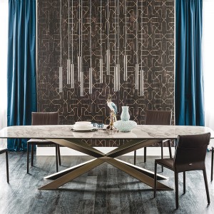 Diseños italianos Piernas de metal Long Modern Rectangular SINTERED SINTER COMINING Mesa de comedor 10 plazas