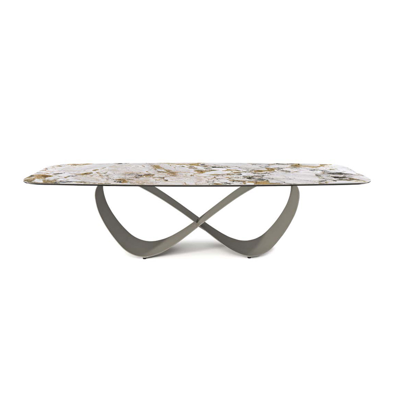 Italiano High End de acero inoxidable de acero inoxidable moderno Long Luxury Rectangular Black Sintered Stoner Table de comedor 12 Seator