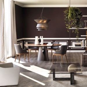 Pedestal de acero de acero que ahorra el espacionórdico Mesa de comedor redonda de madera sólida Conjunto de 6 plazas