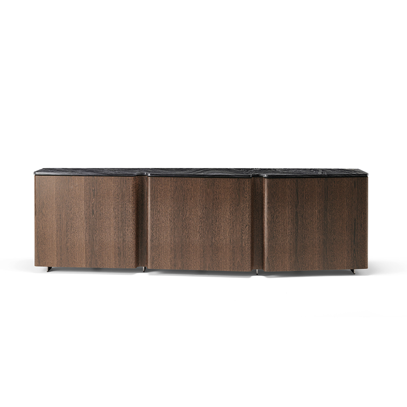 Barra de lujo italiano Buffet Wood TV gabinete de gabinete de mármolnegro