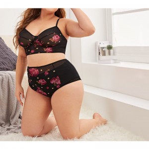 Conjunto de lenceríanegro estampado sexy al por mayor