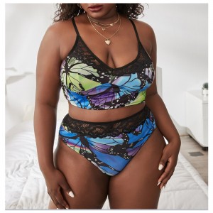 Nuevo juego de ropa interior cómoda impresa en encaje: al por mayor de fábrica