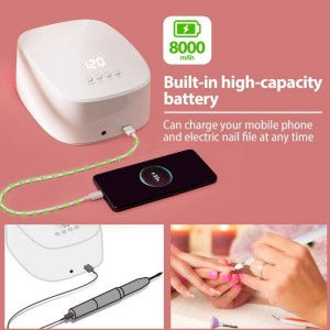 M&r P30Pro Lámpara de uñas LED UV inalámbrica, 60 W recargable UV Luz para uñas secador de uñas LED inalámbrico con puerto USB para teléfono y taladro de uñas, lámpara de uñas profesional para esmalte de uñas de gel
