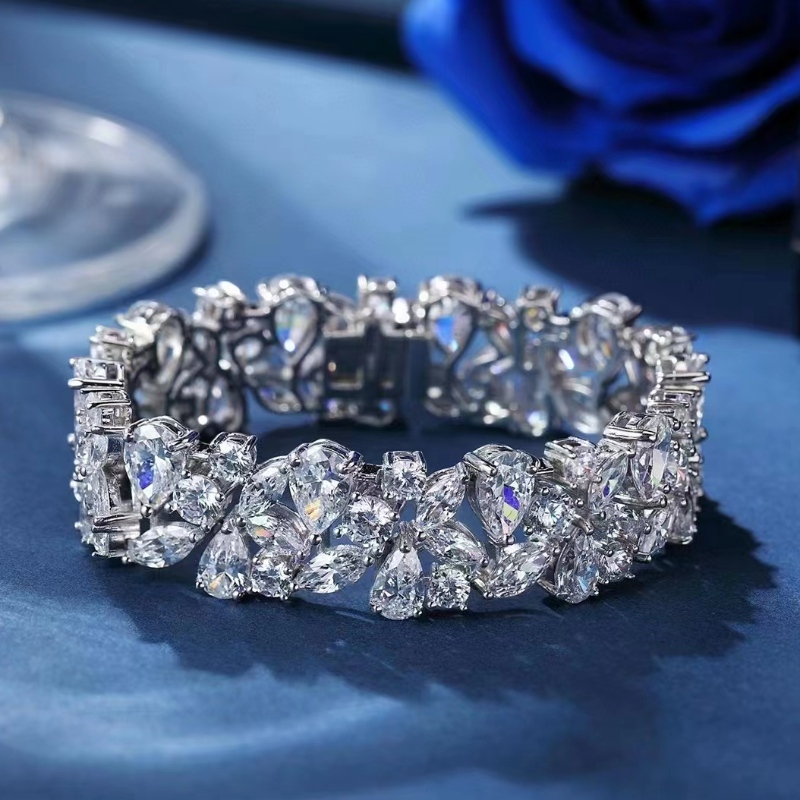 Sterling Silver 925/18K/14K/10K con pulsera de diamante 5A CZ/Real Diamante