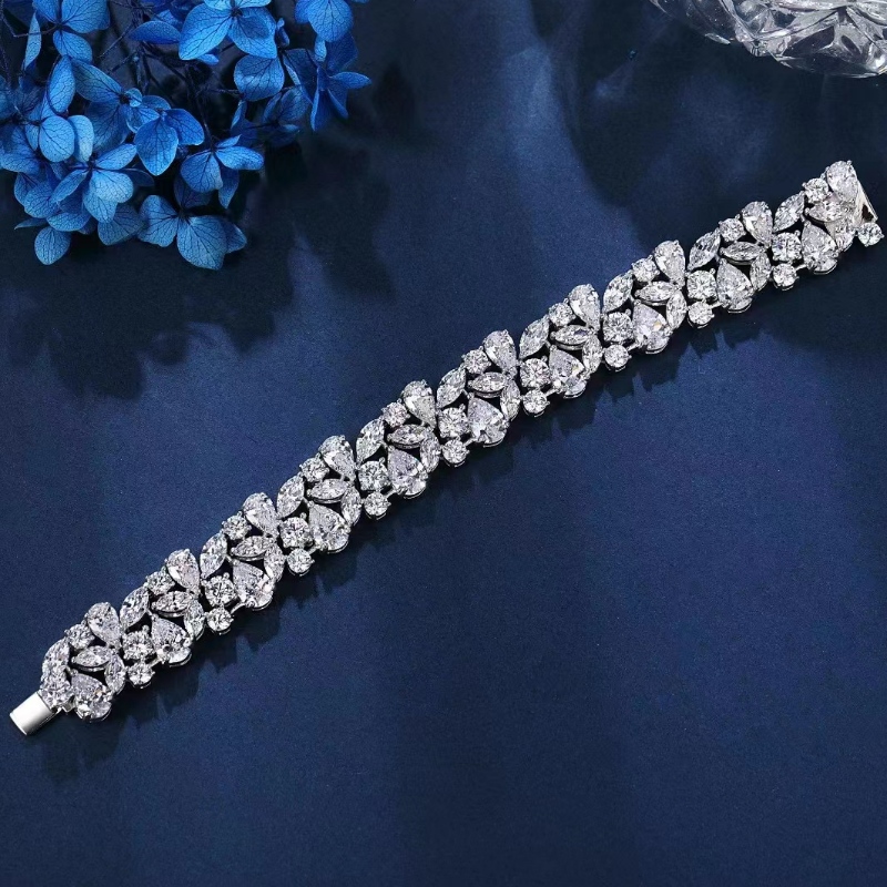 Sterling Silver 925/18K/14K/10K con pulsera de diamante 5A CZ/Real Diamante