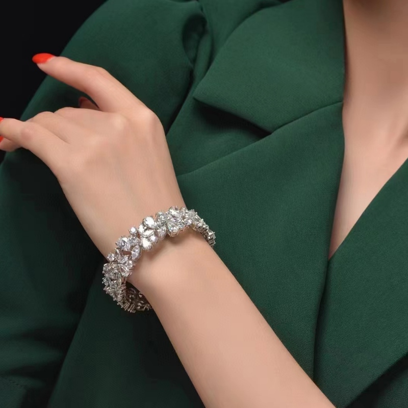 Sterling Silver 925/18K/14K/10K con pulsera de diamante 5A CZ/Real Diamante