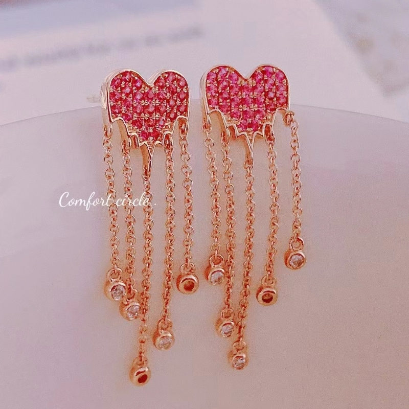 Nuevo diseño Pink Sapphire Tassel 18k Gold Gold Gift for Girl