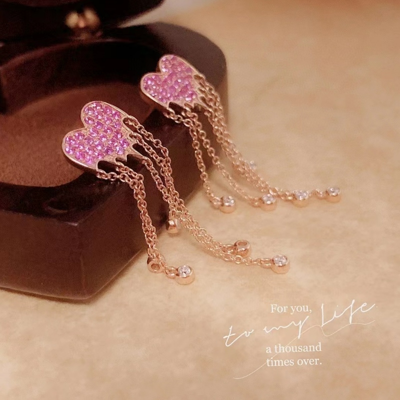 Nuevo diseño Pink Sapphire Tassel 18k Gold Gold Gift for Girl