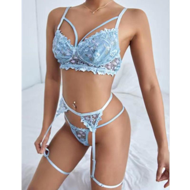Sexy bordado de lencería set sexy cinturón de cinturón y bastiers con sexy g-string