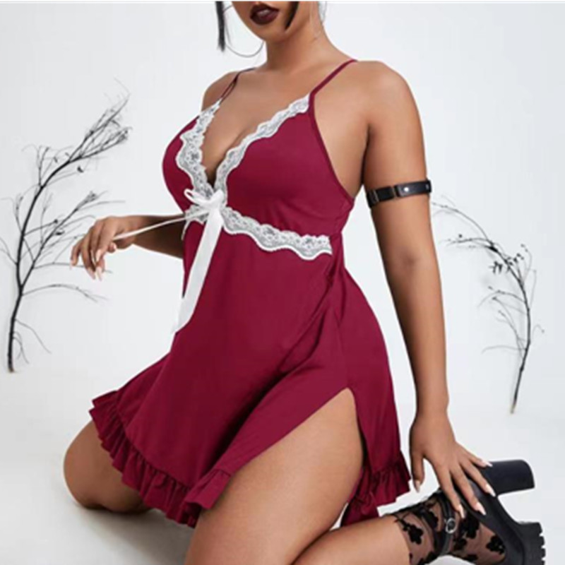 Mujeres Sexy Vestido denoche camisón Slip de dormir Slip Velé de sueño Sexy Nights Garter Lencería