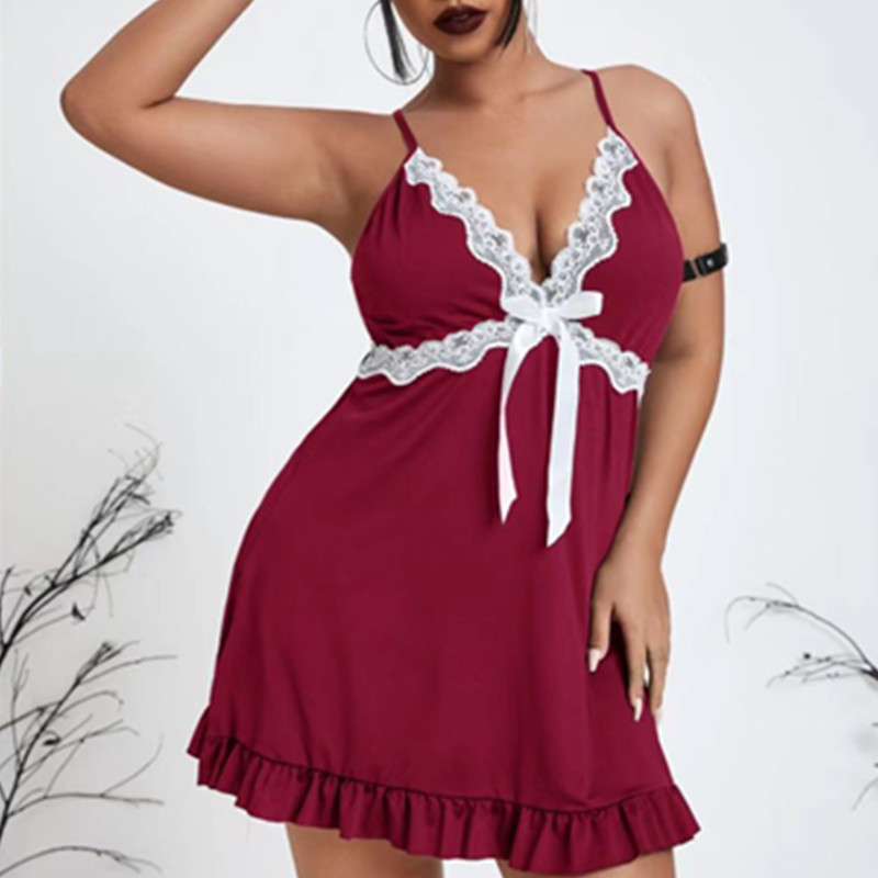 Mujeres Sexy Vestido denoche camisón Slip de dormir Slip Velé de sueño Sexy Nights Garter Lencería