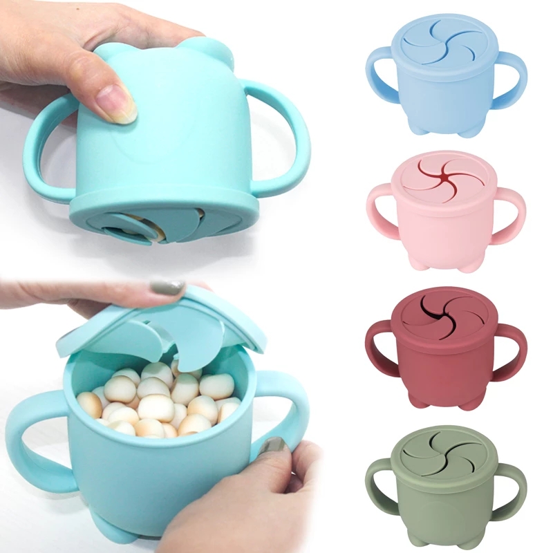 Tazas de entrenamiento de alimentación para bebés de silicona de grado alimenticio, tazas de inclinación de alimentos