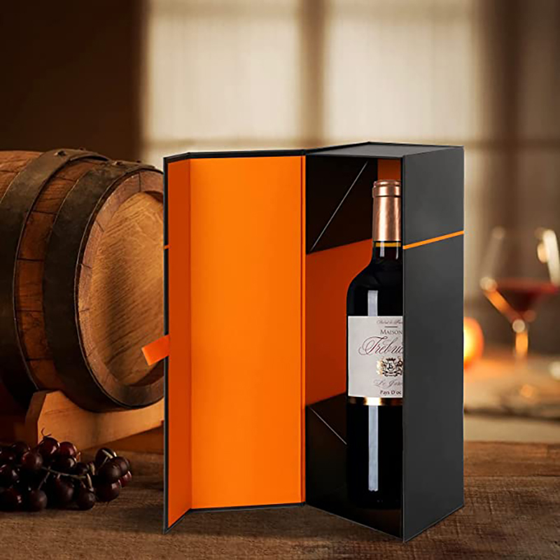 Cajas de regalo de vino 12.8x3.7x3.7, cajas de regalo de botella para licor, vino y champán, cajas de regalo plegables de cierre magnético,negro brillante