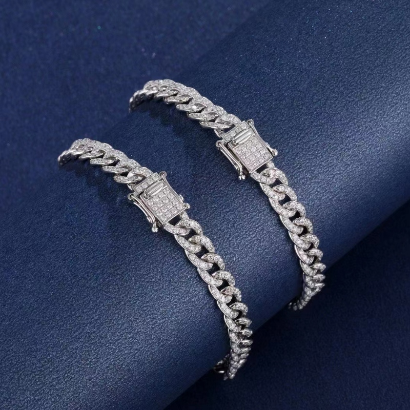 Joya Tuochen 18K/14K/10K Pulsera cubana de oro con diamante/moissanite Stone para hombre
