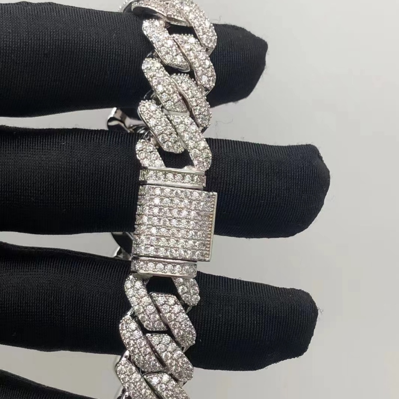 Joya de Tuochen Sterling Silver 925 con brazalete de piedra moissanite para hombre