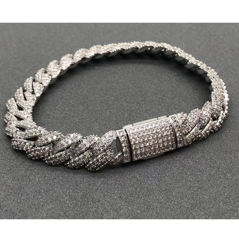 Joya de Tuochen Sterling Silver 925 con brazalete de piedra moissanite para hombre