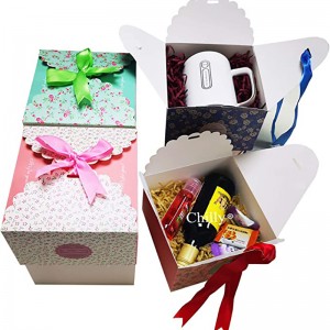 Cajas de regalo, conjunto de 4 cajas decorativas de golosinas, pastel, galletas, golosinas, dulces y bombas de baño hechas a mano jabones de ducha cajas de regalo para Navidad, cumpleaños, vacaciones, bodas (flor están estampadas)