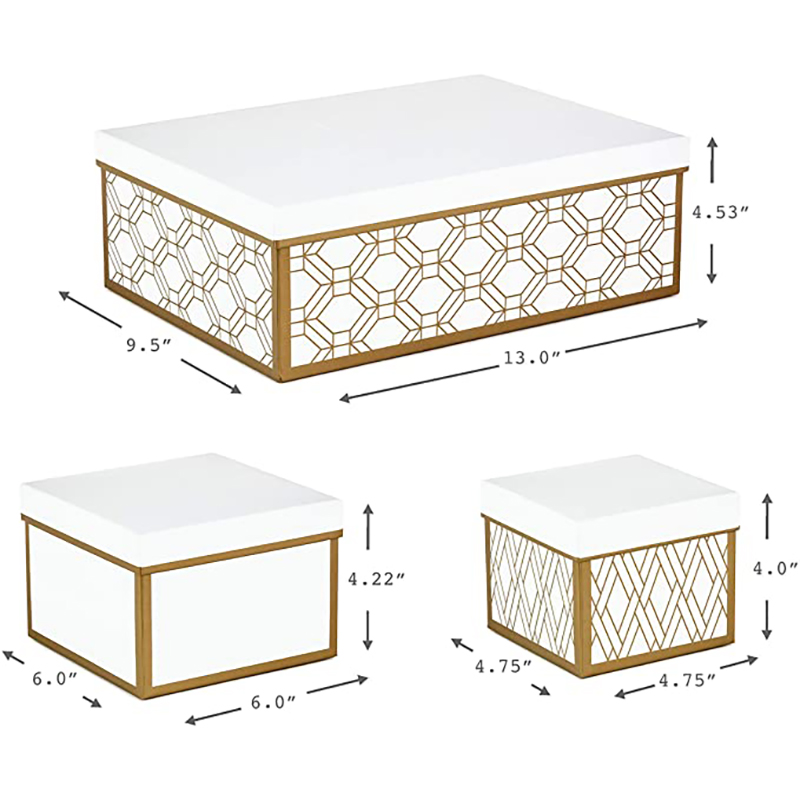 Hallmark Nested Regkes con tapas y relleno (conjunto de 3, blanco y oro, tamaños surtidos) para bodas, duchas denovia, damas de honor, Navidad, Hanukkah, cumpleaños, día de San Valentín \\\\\\ 's