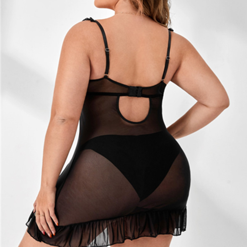 Contrast Sequine Sexy Nightwear Suprender Falda con adornos volados