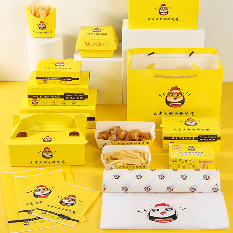 Caja de lonchera de papel Kraft de alimentos personalizados Caja de envasado de hamburguesas de pollo frito