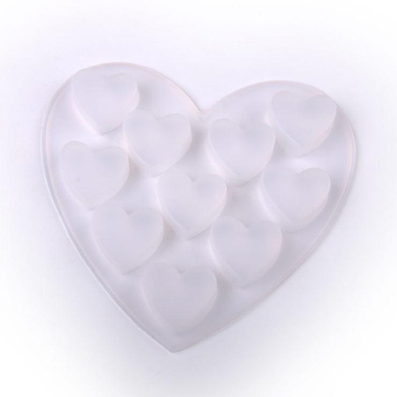 10 cavidades en forma de corazón molde de silicona para hornear jabón de chocolate fondant budding gelatina dulces galleta de hielo cubo de pastel pequeño gelatina