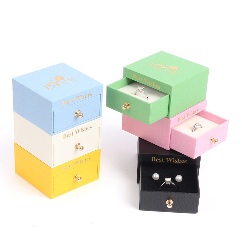 Nueva caja de cajones de cajón de macarrones caja de anillo de cajas de aretes Cabecillo de collar Caborrilla de joyería caja de regalo