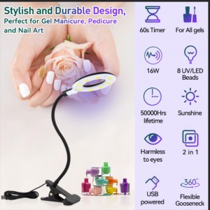 M&r 102A Lámpara de uñas LED inalámbrica&16W Lámpara fluorescente