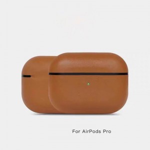 Case de cuero AirPods Pro, estuche de cuero de caballos de cera retro genuina, totalmente hecha a mano, LED delantero visible, (marrón oscuro)