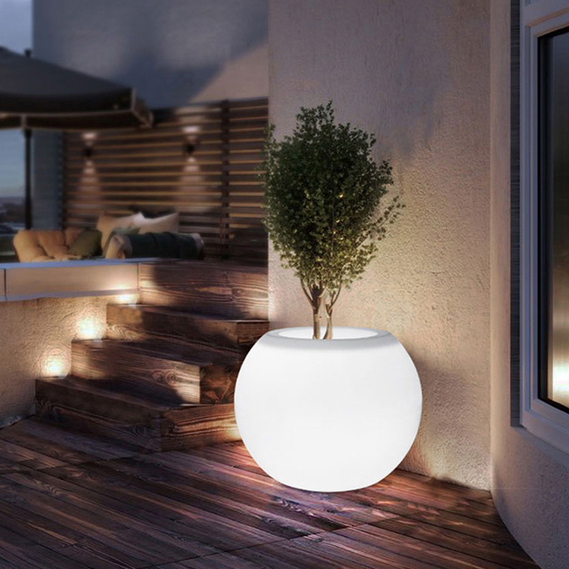 LED REDONDE FLEFOR Outdoor Garden Garden La luz de la césped de la fiesta de Navidad Lámpara de decoración del paisaje grande Lámpara de la maceta de planta recargable