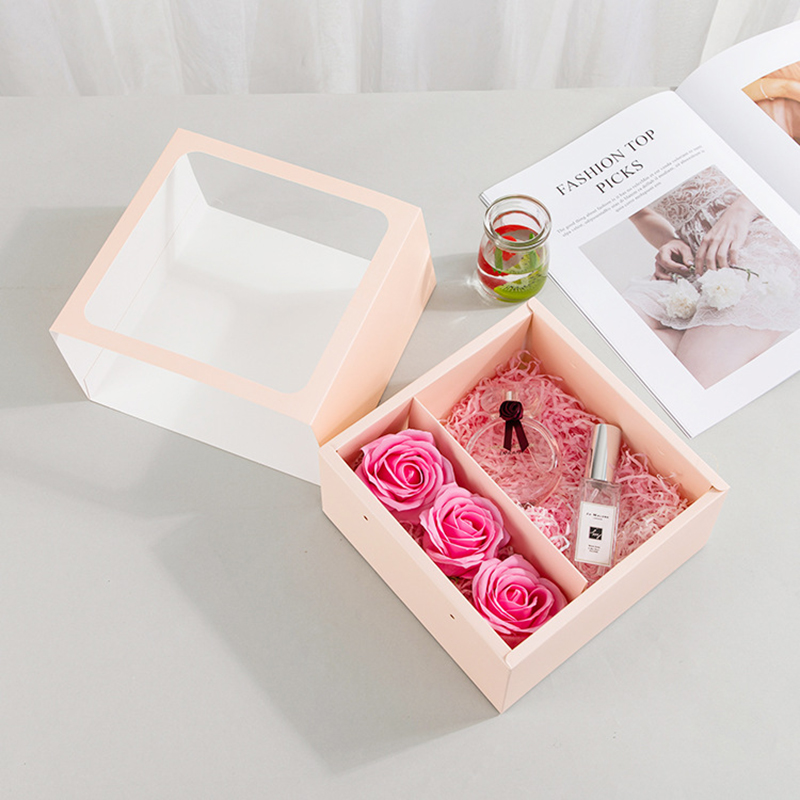 Box transparente Box de flores Portable Plegado Plegado Rosa Regalos Embalaje de regalos suministros de polvonegro Carton