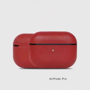 Case de cuero AirPods Pro, estuche de cuero de caballos de cera retro genuina, totalmente hecha a mano, LED delantero visible, (marrón oscuro)