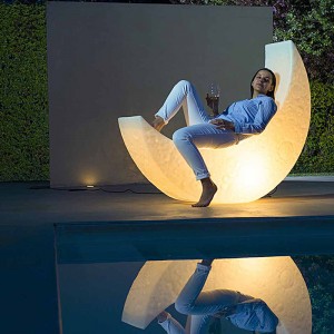 Silla de columpio luminoso led led al aire libre/indoor plástico luna luna luminosa mecedora lunar silla