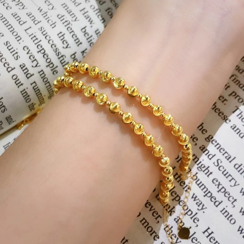 Pulsera de cuentas de oro de 18k lista para enviar