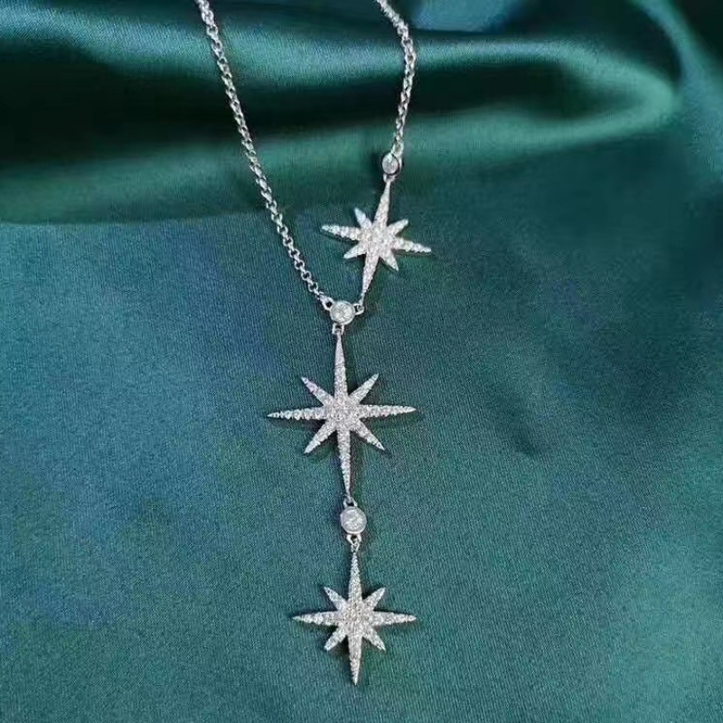 Collar de estrella de plata esterlina 925 con piedra CZ paraniñas