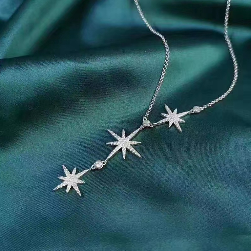 Collar de estrella de plata esterlina 925 con piedra CZ paraniñas