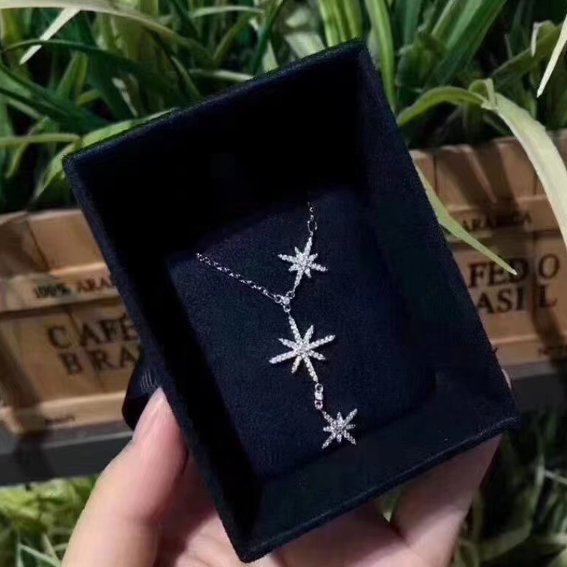 Collar de estrella de plata esterlina 925 con piedra CZ paraniñas