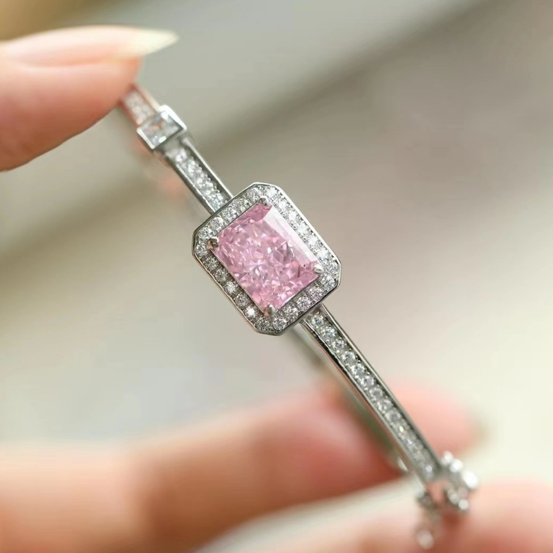 Sterling Silver 925 con brazalete de diamante colorido con alto contenido de carbono