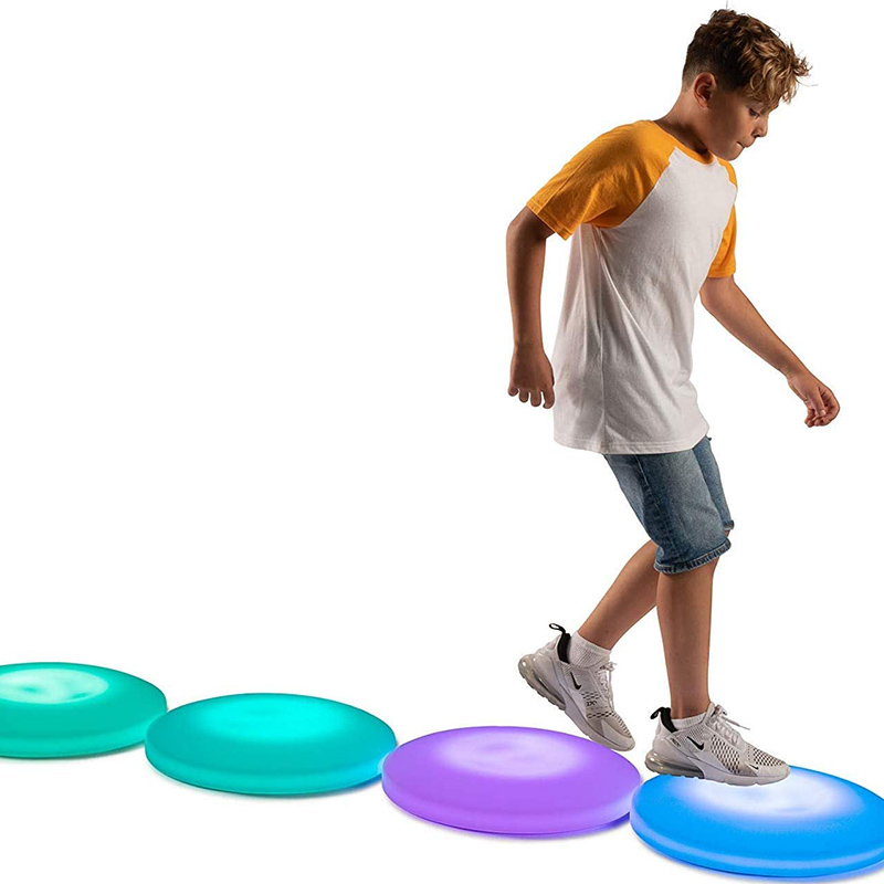 baldosas de baile de LED redondo portátil al aire libre/indoor, control interactivo de control de táctil azulejos de la pista de baile disco, sensorial de superficie plástica blanca y juguetes de educación especial paraniños