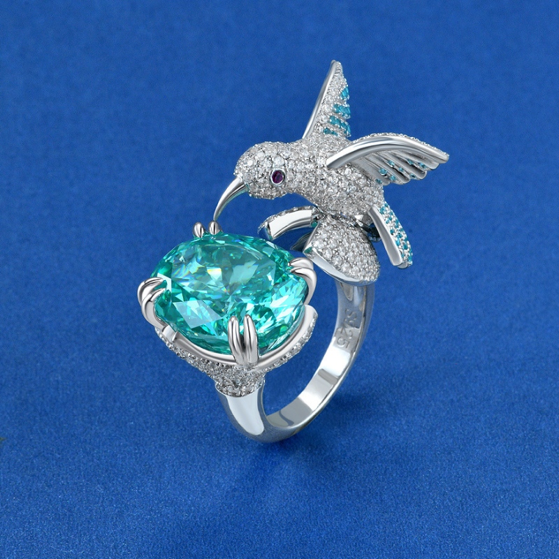 Nuevo diseño Sterling Silver 925 con anillo de pájaro de piedra de circón aaaaa listo para enviar