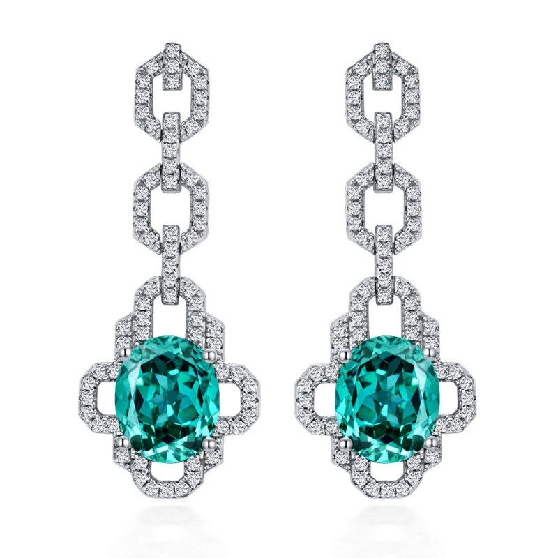 Joya de Tuochen Silver Sterling Silver 925 con aretes de piedra de diamante de alto carbono