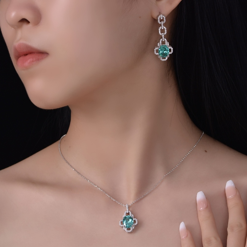 Joya de Tuochen Silver Sterling Silver 925 con aretes de piedra de diamante de alto carbono