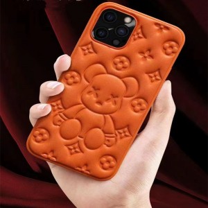Nueva caja de teléfonos móviles, Apple iPhone13Pro Leather Bear Proceso de estampado 3D Case de cuero protector de teléfonos móviles