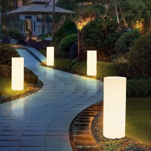 luces de decoración de arte de jardín al aire libre LED RGB Cambio de color Cilíndrico Lámpara de lámpara de lámpara impermeable con control remoto para decoración de jardín, comercial, boda, celebración