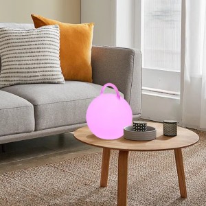 Atmósfera de colorida LED lámpara de mesa denoche con mango Táctil Control Wireless Carga redonda de mesa moderna con altavoces