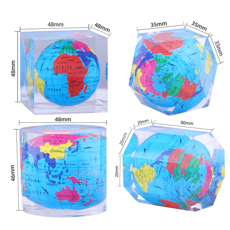 Decoración del hogar personalizado cuadrado Pololíndrico cilíndrico Cilíndrico Cristal Acrílico Mini Desk Globe Globe Ornament