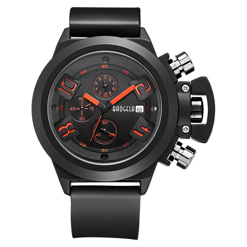 Baogela Chronograph Watch Top Brand Luxury Lumumy Silicone Quartz Wrist Watches Military Sports Wall Wallwatch para el hombre 1606 Verde