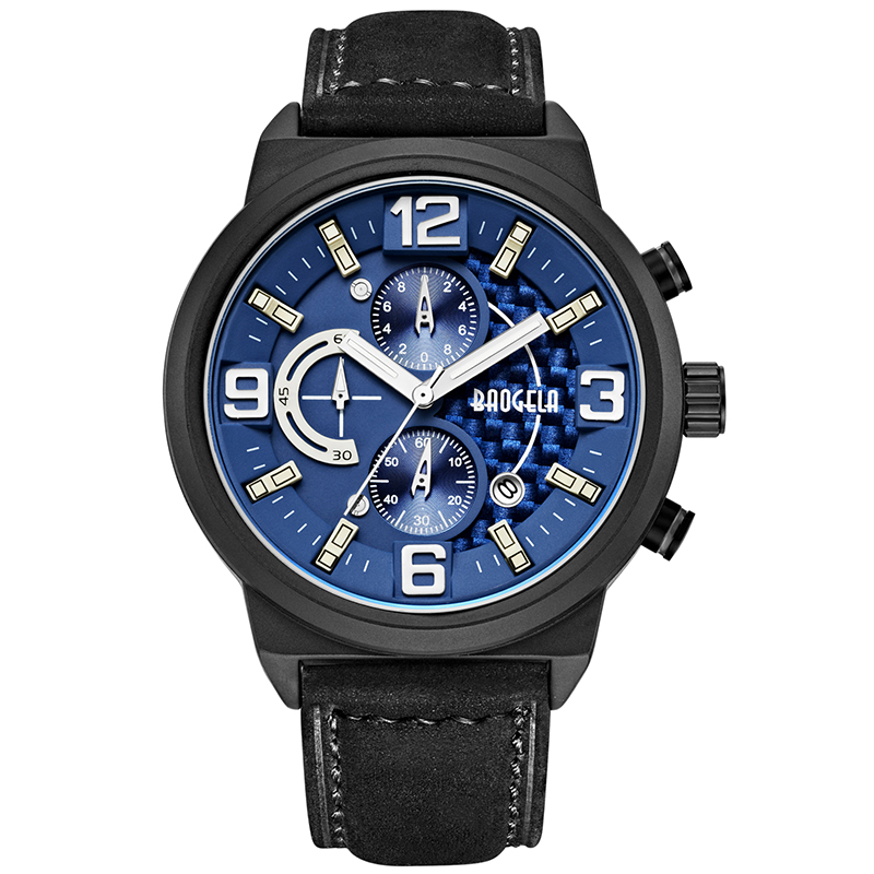 Baogela Men Black Sports Watch Fashion Analog Timing Watch Made Men \\ 's Watch 1709 Black Blue