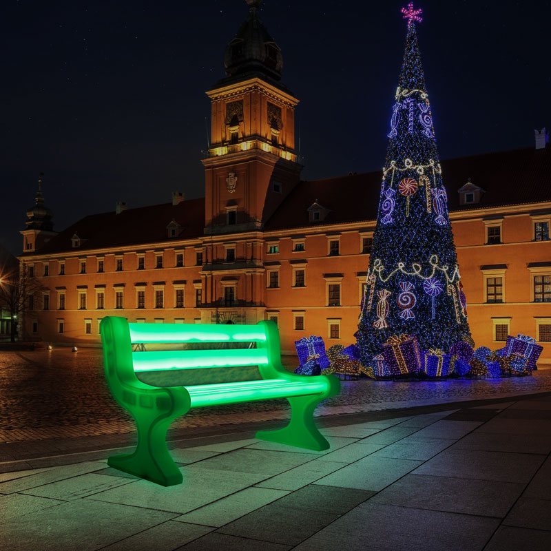 Banco de al aire libre iluminado LED barato para la venta, RGB Cambio de color de color Banco de salón LED de plástico para jardín, parque, patio